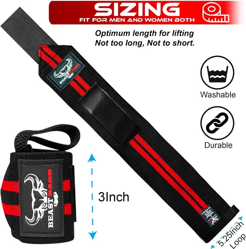 BEAST RAGE Wrist Wraps for Weightlifting - Adjustable Lifting Straps With Thumb Loop for Enhanced Gym Support, Powerlifting, Bodybuilding and Workout - Image 5